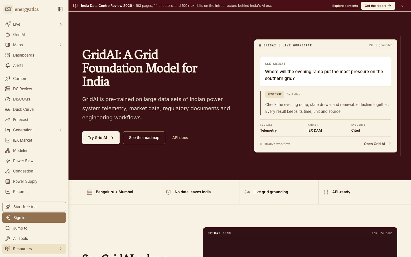 Grid AI interface for cited grid, market and policy analysis